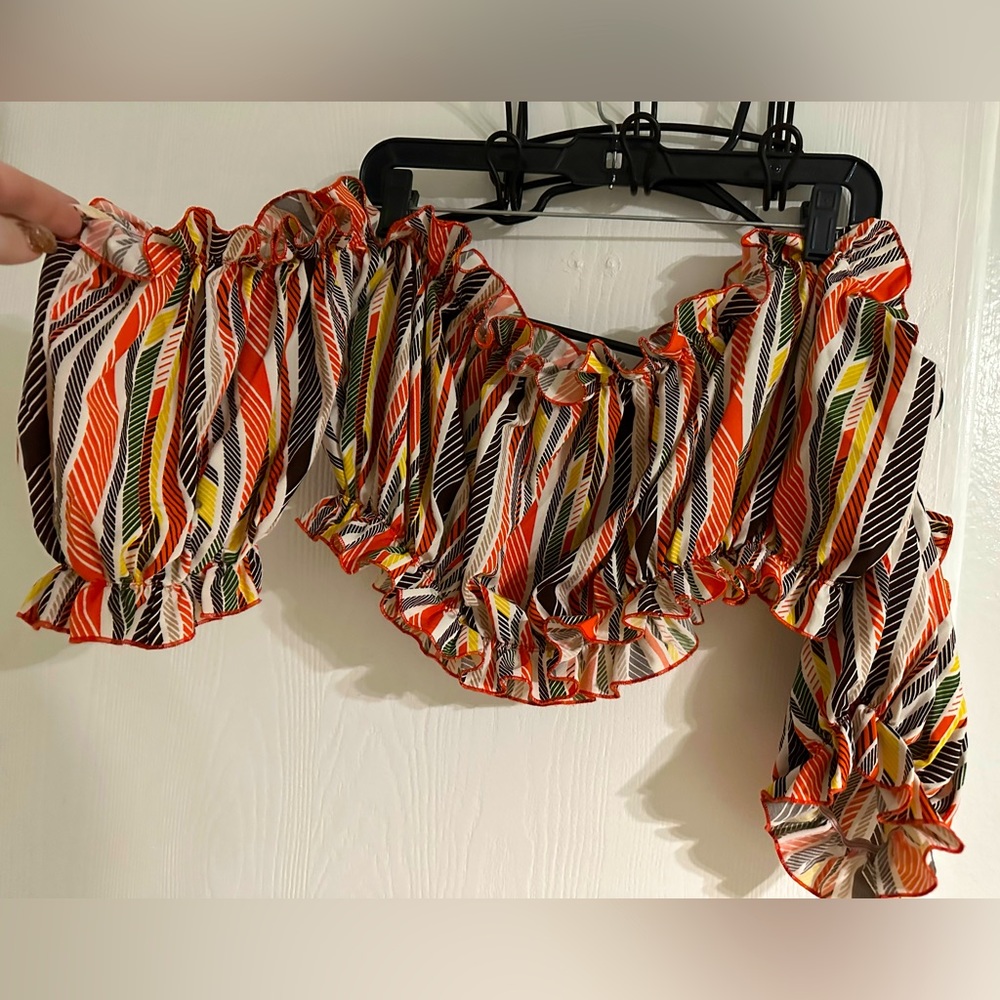 SHEIN curve 2XL, bright multi colored crop top.